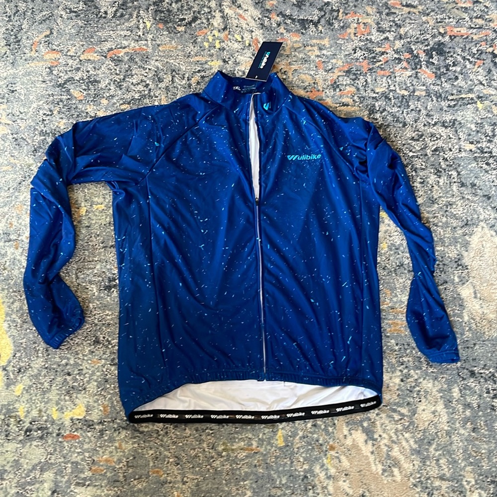 WULIBIKE Men Cycling long Sleeve Bike Jersey Full Zip w/ Pockets 2xl Blue xxl